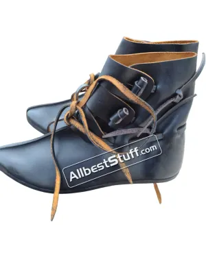 Medieval Dark Age Leather Shoes Handmade shoes with buttons